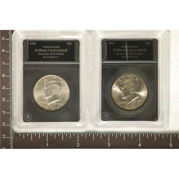 2-BRILLIANT UNC KENNEDY HALF DOLLARS 1996-P &