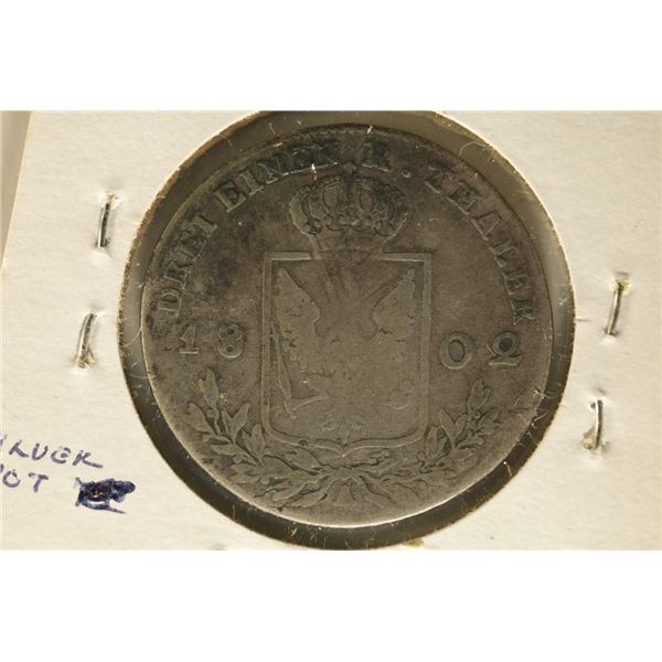 1802-A PRUSSIA 1/3RD SILVER THALER .1788 OZ. ASW
