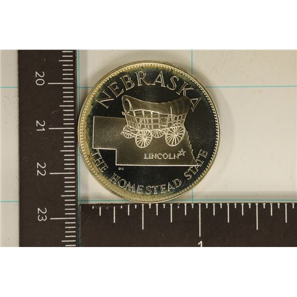 .46 TROY OZ. PF STERLING SILVER NEBRASKA ROUND