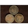 Image 1 : 3 US LARGE CENTS: 1820, 1845 & 1852. ALL WITH