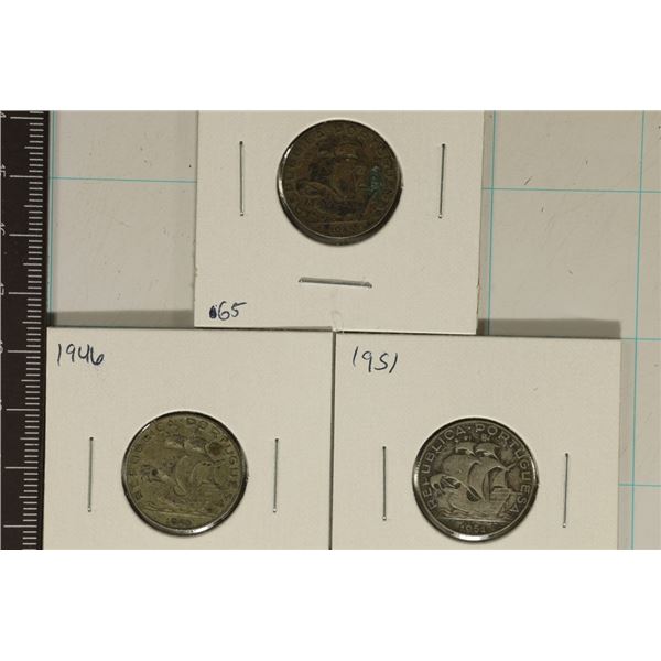 1943, 46 & 1951 PORTUGAL SILVER 2 1/2 ESCUDOS