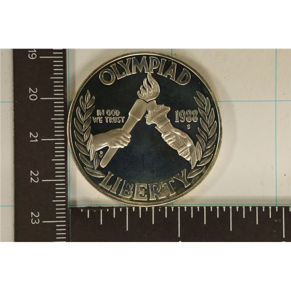 1988-S US PF OLYMPIAD SILVER DOLLAR IN HARD