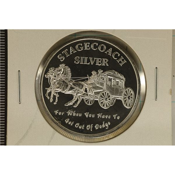 1 TROY OZ .999 FINE SILVER PF ROUND STAGECOACH