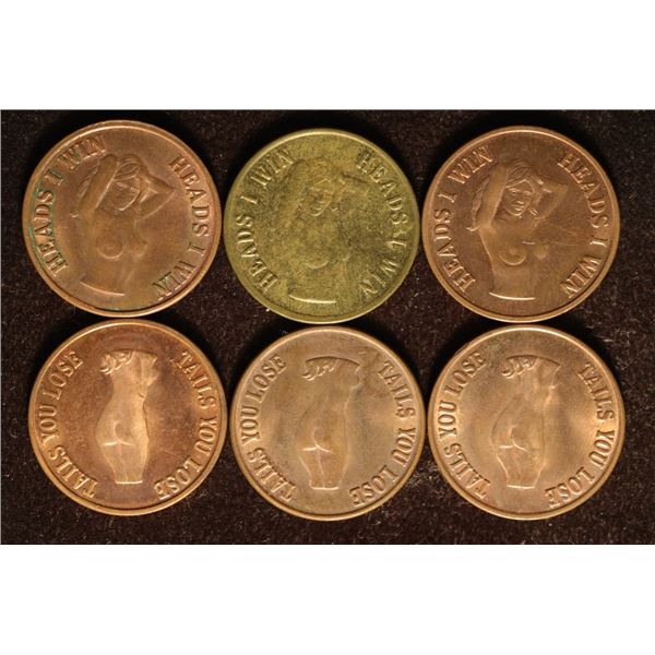 6-ADULT FLIPPER TOKENS: HEADS I WIN AND TAILS