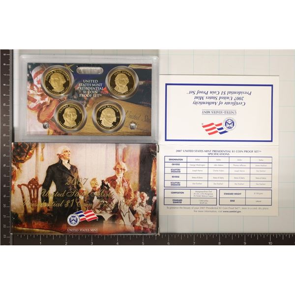 2007 PRESIDENTIAL DOLLAR 4 COIN PF SET WITH BOX &