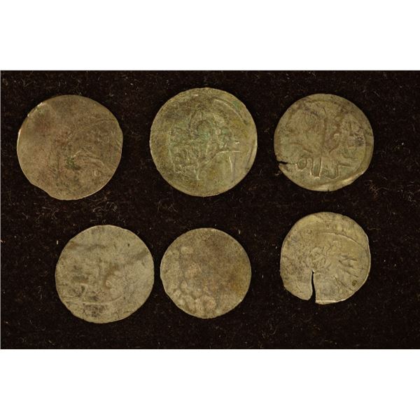6 SILVER DIME SIZED OTTOMAN EMPIRE PARA COINS: