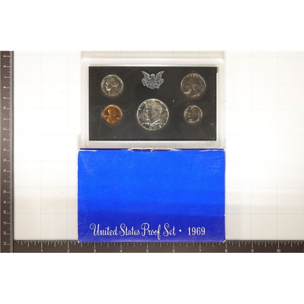 1969 US PROOF SET WITH BOX, 40% SILVER JFK HALF