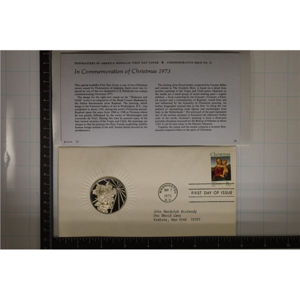 .8 OZ PROOF STERLING SILVER ROUND FDC IN ENVELOPE