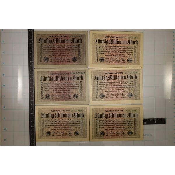 6-1923 GERMAN 50,000,000 MARK BILLS