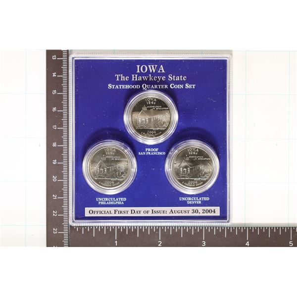 2004-P/D/S IOWA 3 QUARTER SET IN HARD PLASTIC CASE