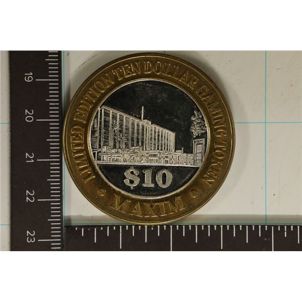 CASINO $10 SILVER TOKEN (UNC) MAXIM HOTEL & CASINO