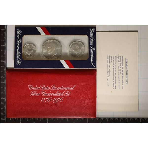 1976 US SILVER BICENTENNIAL 3 COIN SET IN ENVELOPE