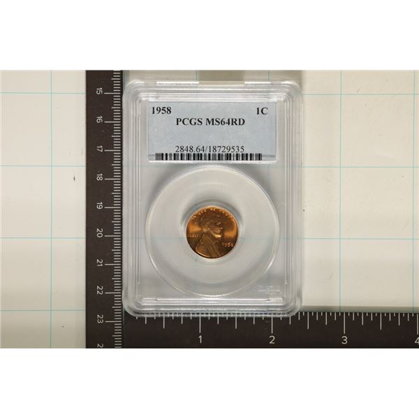 1958 LINCOLN WHEAT CENT PCGS MS64RD