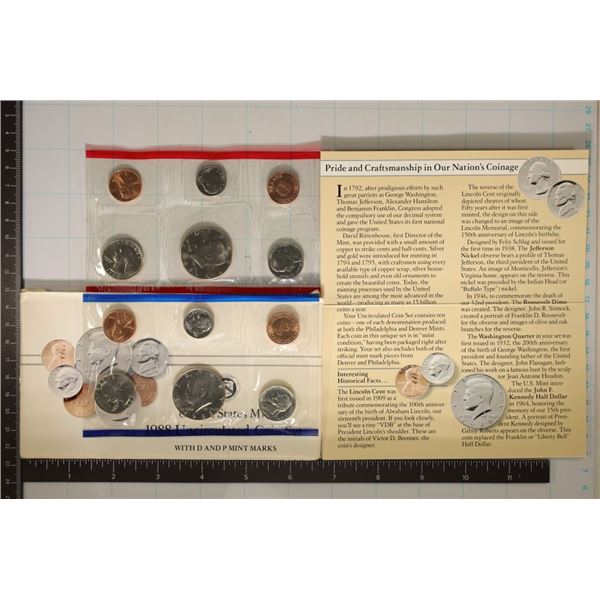 1988 US MINT SET (UNC) P/D (WITH ENVELOPE) AND