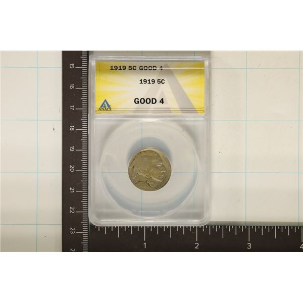 1919 BUFFALO NICKEL ANACS GOOD 4