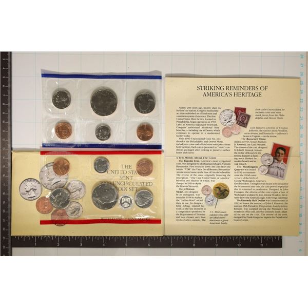 1990 US MINT SET (UNC) P/D (WITH ENVELOPE)