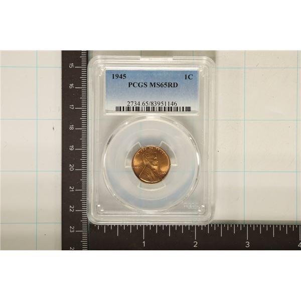 1945 LINCOLN WHEAT CENT PCGS MS65RD