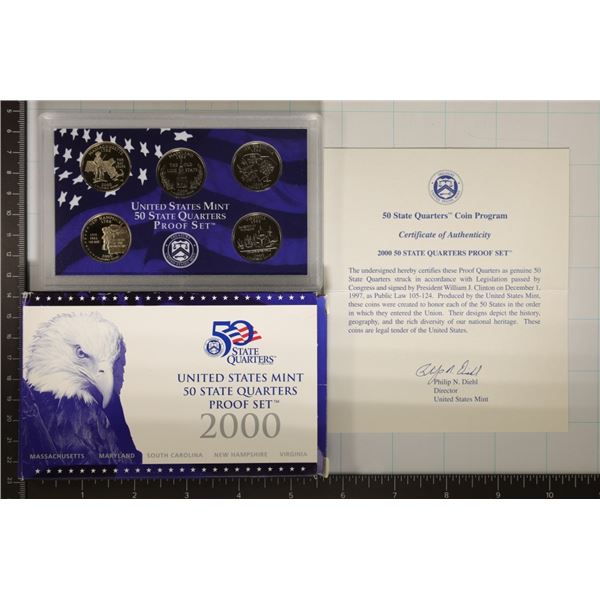 2000 US 50 STATE QUARTERS PROOF SET WITH BOX &