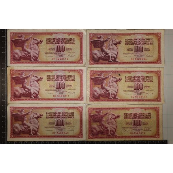 6-1986 YUGOSLAVIA 100 DINARA BILLS