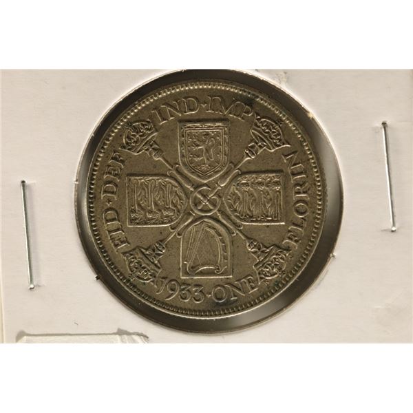 1933 SILVER GREAT BRITAIN ONE FLORIN .1818 OZ. ASW