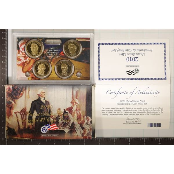 2010 PRESIDENTIAL DOLLAR 4 COIN PF SET IN BOX &