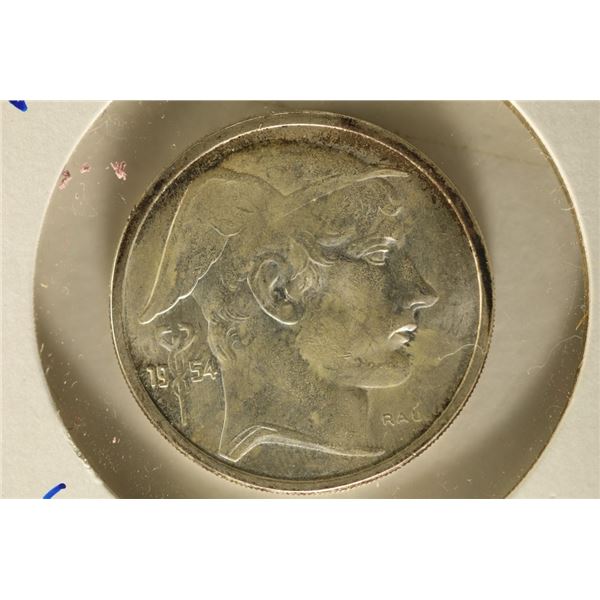 1954 BELGIUM SILVER 50 FRANCS .3356 OZ. ASW