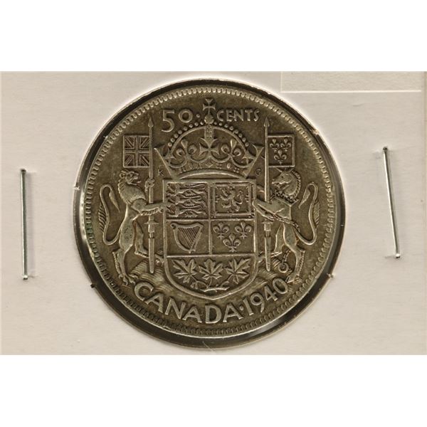 1940 CANADA SILVER 50 CENT .3000 OZ. ASW