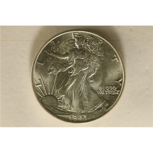 1943 SILVER WALKING LIBERTY HALF DOLLAR AU/UNC