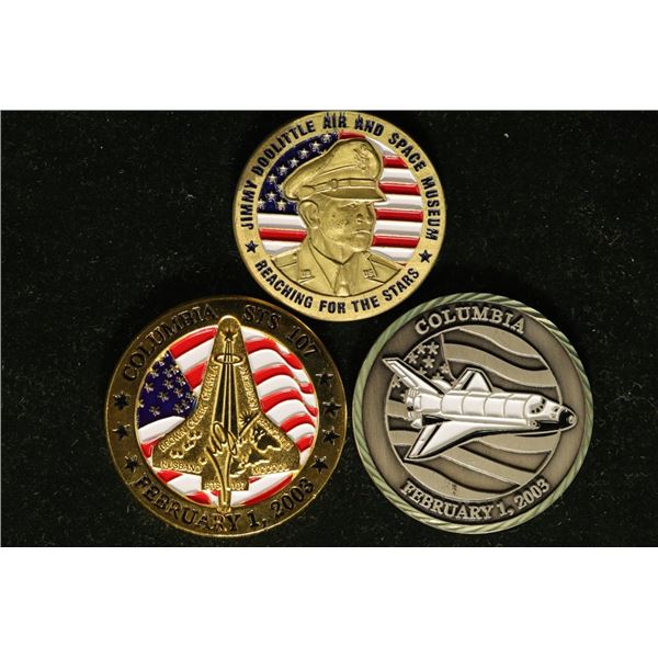 3 AIR AND SPACE MEDALS: 1.75" GOLD PLATED