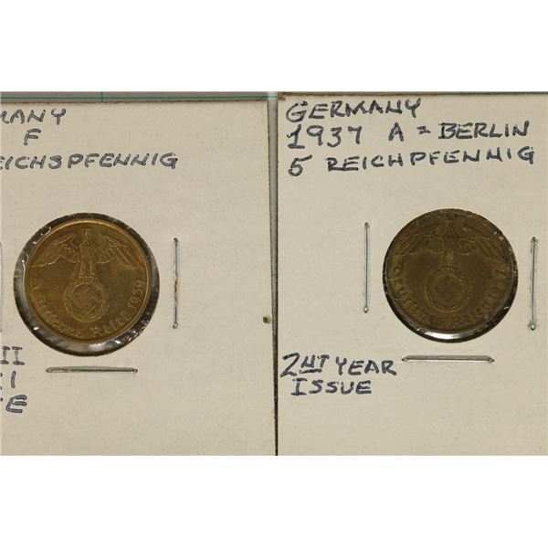 1937-A & 1939-F GERMAN 5 REICHSPFENNIG WITH