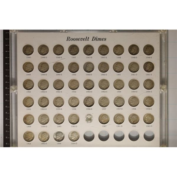 48-SILVER ROOSEVELT DIMES IN CAPITAL PLASTICS