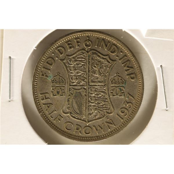 1937 GREAT BRITAIN SILVER HALF CROWN .2273 OZ. ASW