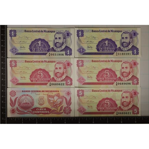 6-1991 NICARAGUA CRISP UNC COLORIZED BILLS:2-1