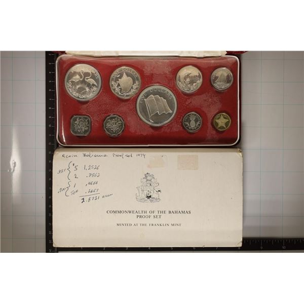 1974 BAHAMAS SILVER 9 COIN PF SET: 2.8721 OZ. ASW