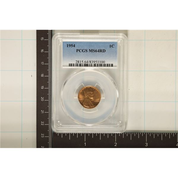 1954 LINCOLN WHEAT CENT PCGS MS64RD