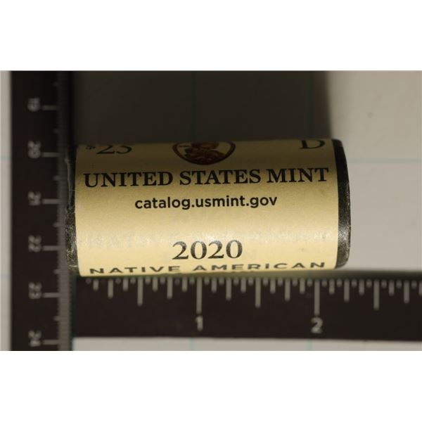 2020-D $25 ROLL OF $1 NATIVE AMERICAN COINS BU