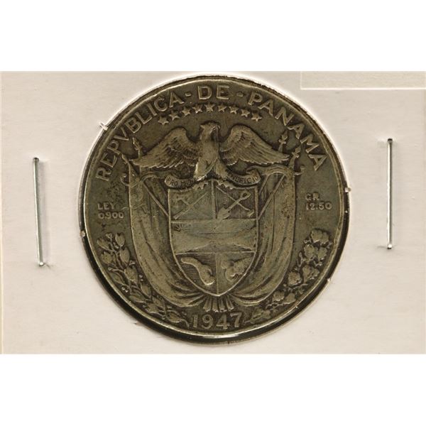 1947 SILVER PANAMA 1/2 BALBOA .3617 OZ. ASW