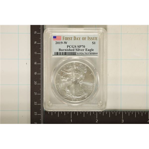 2019-W BURNISHED AMERICAN SILVER EAGLE PCGS SP70
