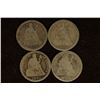 Image 1 : 4 SILVER SEATED LIBERTY DIMES: 1854, 1876, 1891 &