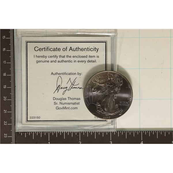 2016 BRILLIANT UNC AMERICAN SILVER EAGLE WITH