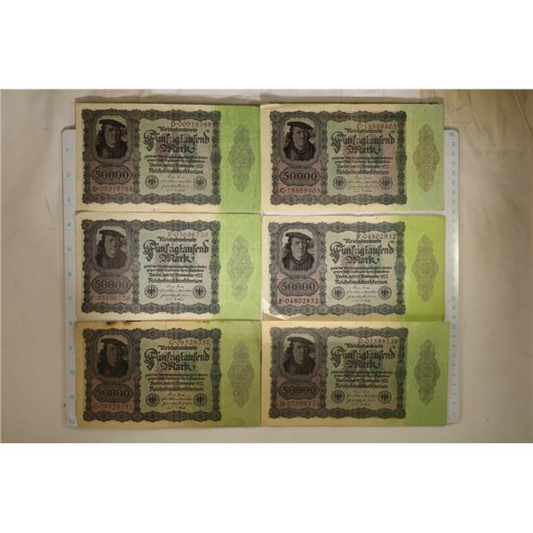 6-1922 GERMAN 50,000 MARK LARGE SIZE BILLS