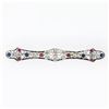 Image 1 : Antique Victorian 14k Gold & Platinum GIA Old Sapphire Ruby Diamond Long Bar Pin