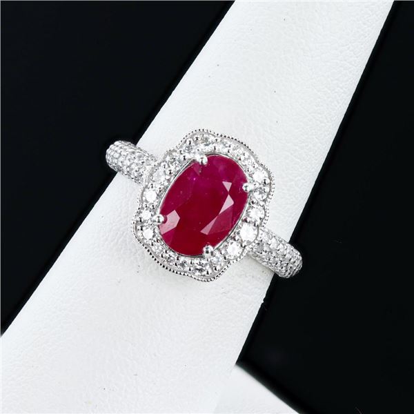 2.51 ctw BURMESE Ruby and 0.66 ctw Diamond Platinum Ring (GIA CERTIFIED)