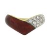 Image 4 : 14k Yellow Gold 0.28 ctw Diamond & Red Enamel Work V Chevron Stackable Band Ring