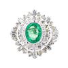 Image 2 : 2.84 ctw Emerald And Diamond Double Halo Ring - 14KT White Gold