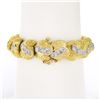 Image 6 : Vintage 18k Gold & Platinum 5.0 ctw Old Diamond Etched Floral Statement Bracelet