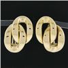 Image 2 : Estate Solid 18K Yellow Gold Polished Interlocking Curb Stud Post Omega Earrings