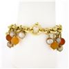 Image 2 : Bonato 18k Gold Diamond Flower Pearl Orange Quartz Beaded Dangle Charm Bracelet