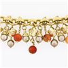 Image 6 : Bonato 18k Gold Diamond Flower Pearl Orange Quartz Beaded Dangle Charm Bracelet