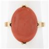 Image 2 : Vintage 14k Yellow Gold GIA Oval Cabochon Salmon Orange Coral Solitaire Ring